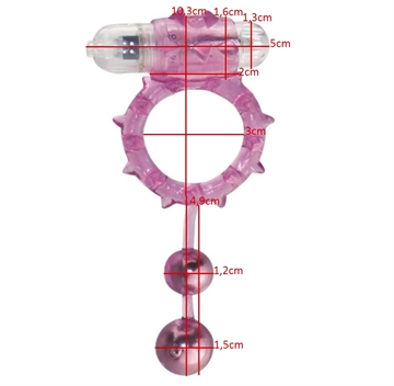 Hotgirl.dk Aphrodisia 2 Ball Banger Cockring lilla penisring med vibration mål